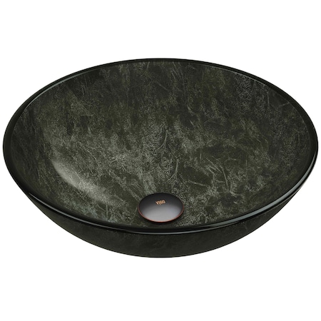 Vigo Giovanni Onyx Gray Glass 17 in. L x 17 in. W x 6 in. H Round Vessel Bathroom Sink VG07051