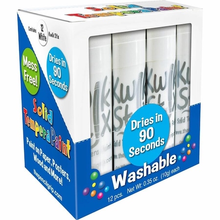 Kwik Stix Solid Tempera Paint Sticks, Single Color Pack, White, 24PK TPG-60090