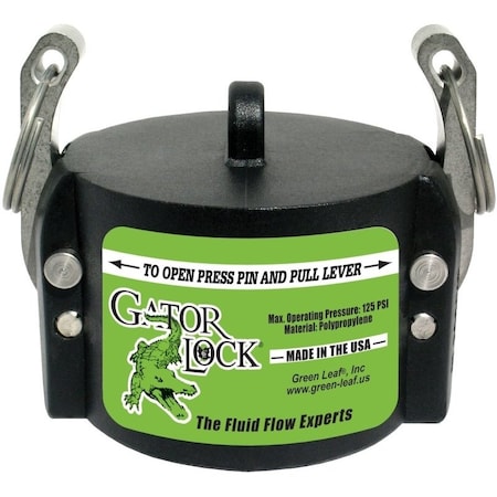 Green Leaf GatorLock CAP Hose Coupling, 3 in Female, 125 psi, Polypropylene, For Male Adapters GLP300CAP