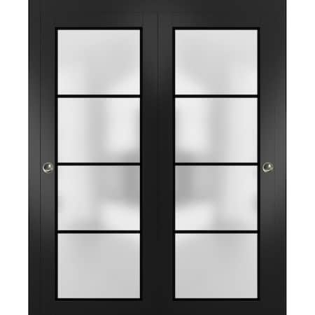 Sartodoors Sliding Closet Bypass Doors with Hardware Planum 2132 Black 56x80 (2* 28x80) Solid Core PLANUM2132DBD-BLK-56 x 80 (2* 28x80)