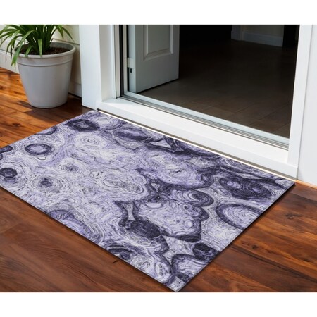 Homeroots 3' X 5' Purple And Lavender Abstract Washable Indoor Outdoor Area Rug 577163