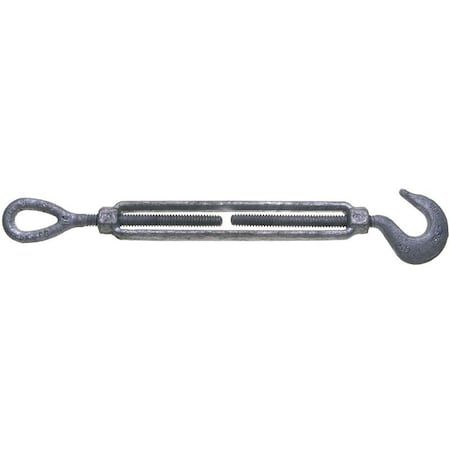Baron BARON 16-1/2X12 Turnbuckle, 1500 lb Weight Capacity, Hook Fitting A, Eye Fitting B, Galvanized Steel 16-1/2X12