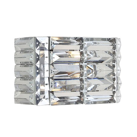 Jonathan Y Evelyn Crystal Rectangle 10" 1-Light Iron/Crystal Glam Modern LED Vanity Light, Chrome JYL7538A