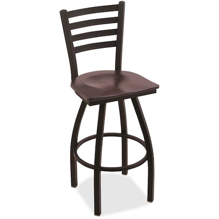Holland Bar Stool Co 30" Swivel Bar Stool, Black Wrinkle, Dark Cherry Maple Seat 41030BWDCMpl