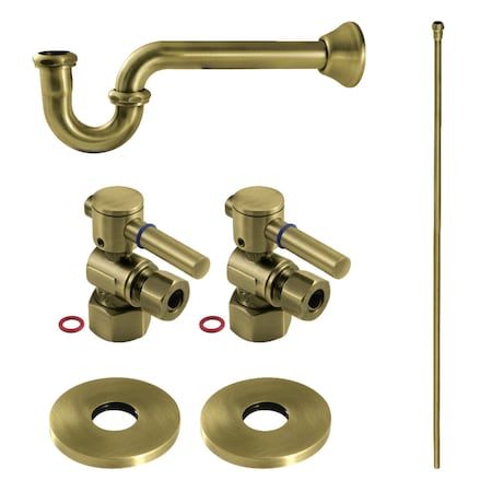 Kingston Brass Bathroom Plumbing Supply Kit, 1/2" NPT Female Inlet x 3/8" O.D. Compression Outlet, Antique Brass KPK403