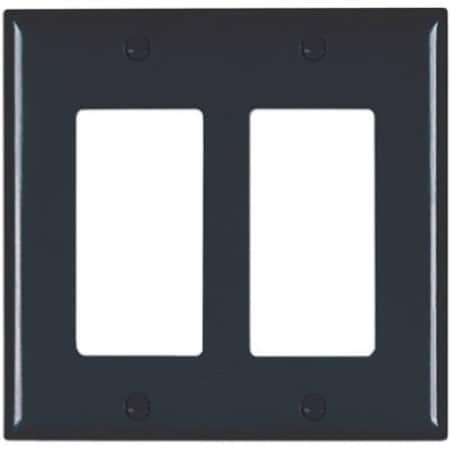 Legrand TradeMaster TP Wallplate, 4.687 in L, 4-3/4 in W, 2 -Gang, Nylon, Black, Matte TP262BKCC12