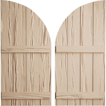 Ekena Millwork Riverwood 4 Board Joined Board-n-Batten w/Quarter Round Arch Top Faux Wood Shutters, 22W x 36H, PR SHUBJQ22X36RWPR