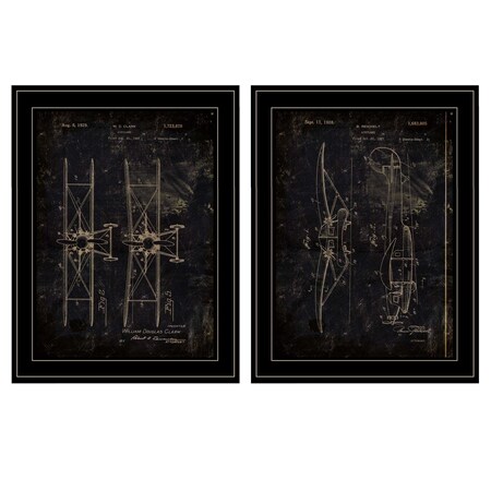 Homeroots Set Of Two Airplane Patent I and II 2 Black Framed Print Wall Art, 2PK 406046