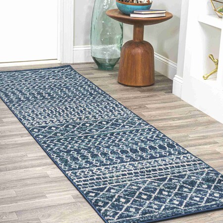 Jonathan Y Arta Moroccan Vintage Geometric Navy/Cream 2 ft. x 8 ft. Runner Rug MOH106A-28