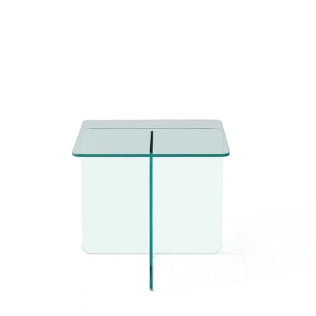 Homeroots 16" Clear Glass Square Cross Legs End Table 635685