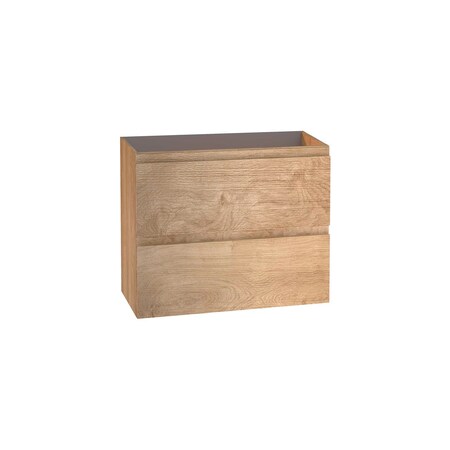 Homeroots 24" Oak Wood Freestanding Bathroom Vanity With White Sink And Two Drawers 627444