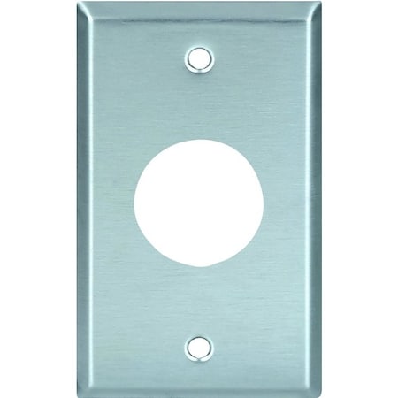 Eaton Wiring Devices Single Receptacle Wallplate, 4-1/2 in L, 2-3/4 in W, 1 -Gang, 302/304 Stainless Steel 93091-BOX