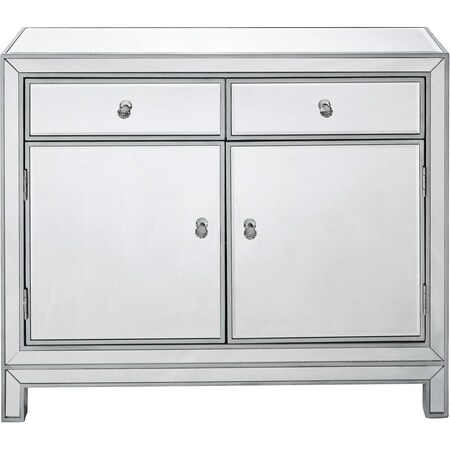 Elegant Decor Nightstand 2 Drawers 2 Doors, Antique Silver Paint 38 x 12 x 32 in. MF72002