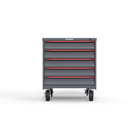 Strong Hold 5 drawer cabinet - (5x 4in) - Red accents - Keyed Alike S3036-PCAAS-0504DS