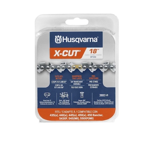 Husqvarna Chainsaw Chain, 18 in L Bar, 0.05 ga, 0.325 in TPI/Pitch, 72-Link 581643603