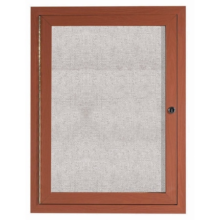 Aarco Outdoor Enclosed Bulletin Board w/ Al Wood Look Finish, Oak Wood Look, Burlap Weave Vinyl, 36''Hx24''W ODCCO3624R