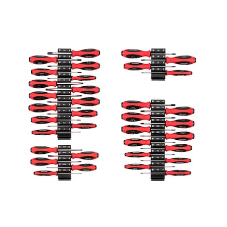 Tekton Phillips, Slotted, Torx, Square Screwdriver Set with Modular Organizers - 4 Inch Shanks (35-Piece) DWZ90121