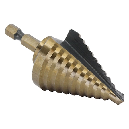 Drill America No 5 HSS Black & Gold Quick Change Hex Shank Step Drill Bit (1/4" - 1-3/8" by 1/8") STE5HEX