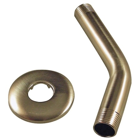Danco Shower Arm with Flange, 1/2 in Connection, IPS, 6 in L, Stainless Steel, Brushed Nickel 89182