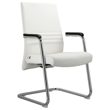 Leisuremod Aleen Office Chair in Upholstered Leather and Iron Frame, White AGO19WL