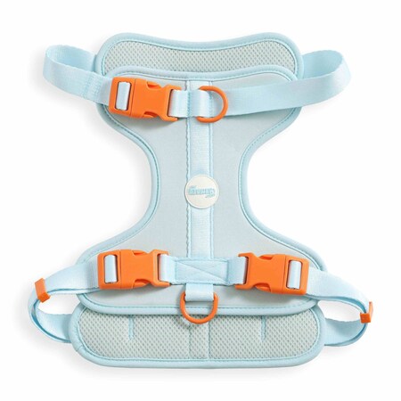 The Licker Store Arlo Large Adjustable Soft Padded No Pull Pet Harness with 3 Buckles and 3 Leash Clips, Fishbowl HNS1003D