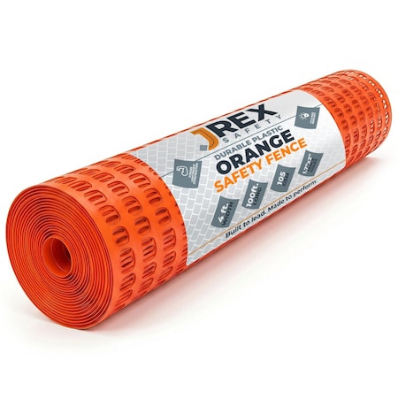 Jrex Safety JREX 4 ft x 100 ft Safety Barrier Fence, Orange SF-JR-4100-OR