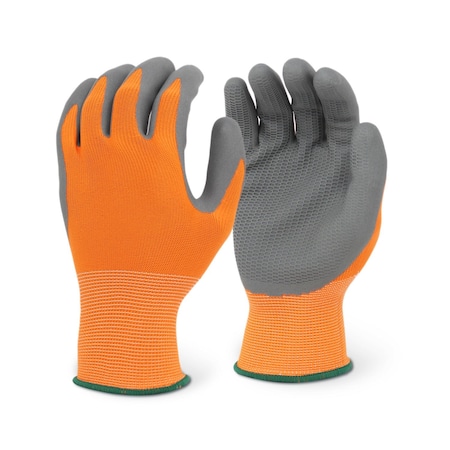 Firm Touch Grey Honeycomb Latex Foam Palm, Hi-Vis Orange Polyester Shell M, 12PK 620FO M