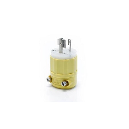 Leviton Locking Plug, L6-15P, 15 A, 250V AC, 2 Pole, Screw Terminals, White, Yellow 45CM-70C