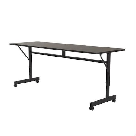 Correll Rectangle Econoline TFL Flip Top Table, 60 in W, 23 in to 31 in H, Particleboard Top, Walnut FTM2460TF-01