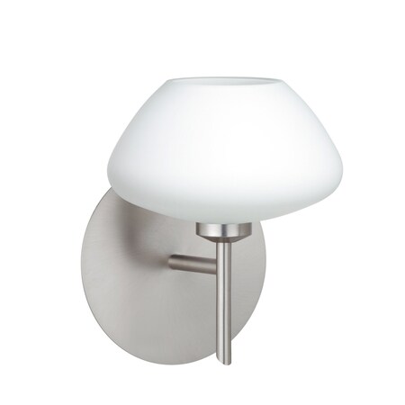 Besa Lighting Peri Mini Sconce, Opal Matte, Satin Nickel Finish, 1x40W Halogen 1SW-541007-SN