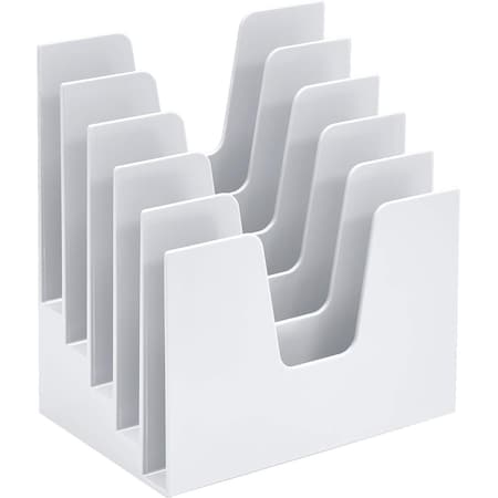 Acrimet 5 Section Incline File Sorter Desk Organizer Rack for Office Desktop Plastic White Color 225.2