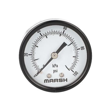 Marsh Pressure Gauge, 1/4 in NPT, Center Back Location GG2060C4