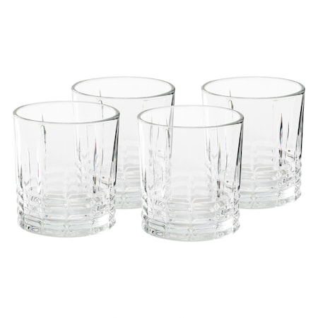 Martha Stewart Everyday Calista 4 Piece 11.5 Ounce Double Old Fashioned Glassware Set in Clear 143623.04