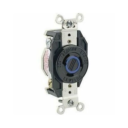 Leviton Flanged Locking Receptacle, L11-20R, 20 A, 250V AC, Three Phase, 3 Pole, Flush Mount, Black 2370