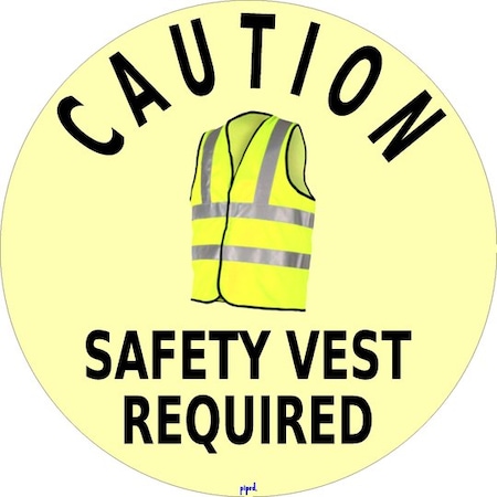 Piprd Caution Safety Vest Required Floor Sign, 16" STCSVR16