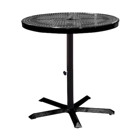 Leisure Craft 36" Round Perforated Pedestal Table, Portable, 40"H, Black 36TAB40-BLACK