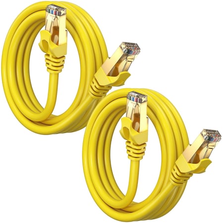 Maximm 6ft Flat Cat7 SFTP Shielded Ethernet Cable, 2PK, Yellow, 2PK CAT76FTYellow-2Pk