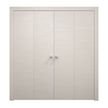Sartodoors Sliding Closet Double Bi-fold Doors 96 x 80 inches, Ego 5000 Painted White Oak, Sturdy Tracks Mold EGO5000DBF-PWO-96x80 (4* 24x80)