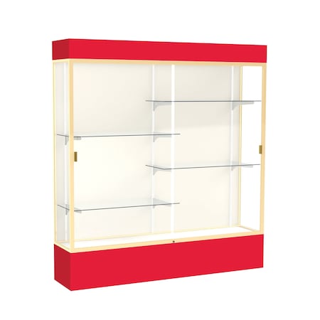 Ghent Lighted Floor Display Case 72x80x16, Plaque, Champange 3176PB-GD-RD