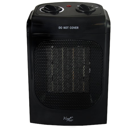 Vie Air 1500W Portable 2 Settings Home Black Ceramic Heater with Adjustable Thermostat VA-601