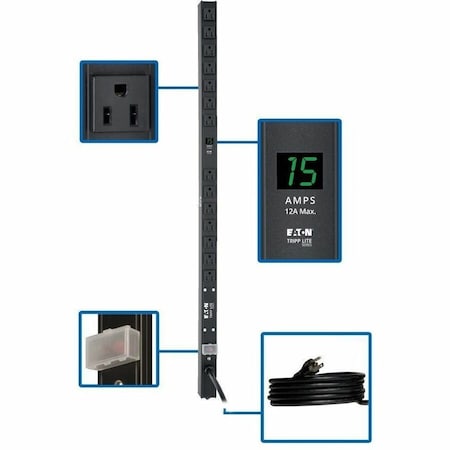 Eaton Tripp Lite Series 1.5kW Single-Phase Local Metered PDU, 100-127V Outlets 14 5-15R, 5-15P, 15 PDUMV15-36