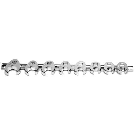 Performance Tool 8 pc. Metric Crowfoot Wrench Set, Heat Treated, Storage Rail W352