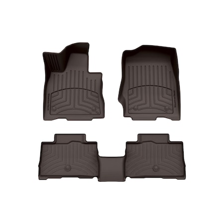 Weathertech Cocoa Front & Rear FloorLiner HP, 2020 - 2025 Lincoln Aviator 471576-1-2IM