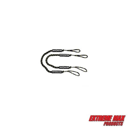 Extreme Max Extreme Max 3006.2729 BoatTector Bungee Dock Line Value 2-Pack - 4', Black/Gold 3006.2729