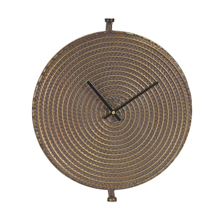 Homeroots 15" Circle Bronze Metal Analog Wall Clock 516120