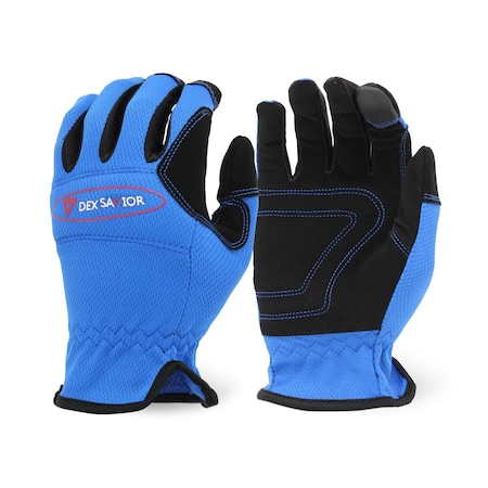 Dex Savior Touch Blue Utilities, Foam Padded Mechanic Glove, L, 12PK MG100B L