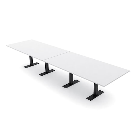Skutchi Designs 14ft Rectangular Conference Table With Power | Harmony Series | 14 Person Meeting Room Table HAR-REC-48x168-T.BK-W960-NA