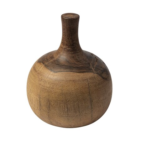 Homeroots 11" Brown Bud Solid Wood Table Vase 397545