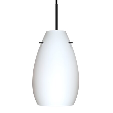 Besa Lighting Besa Pera 9 Pendant, Opal Matte, Black Finish, 1x 9W LED 1JT-412607-LED-BK
