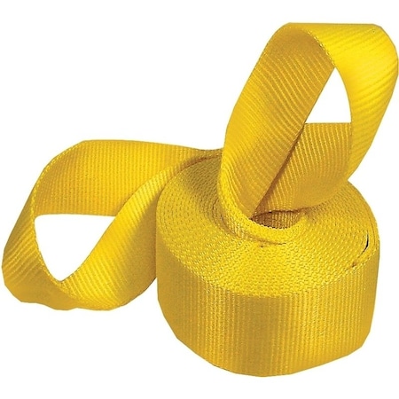 Keeper Recovery Strap, 15,000 lb, 2 in W, 20 ft L, Hook End, Nylon, Yellow 02922